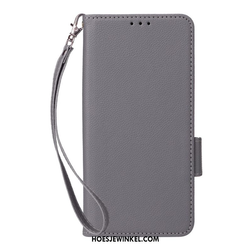 Leren Hoesje Xiaomi Redmi Note 14 Pro 4g Lychee Kunstleren Bandje Bescherming Hoesje