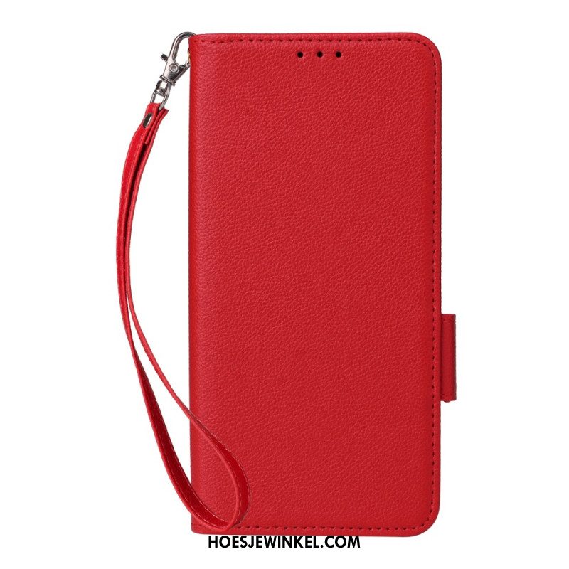 Leren Hoesje Xiaomi Redmi Note 14 Pro 4g Lychee Kunstleren Bandje Bescherming Hoesje