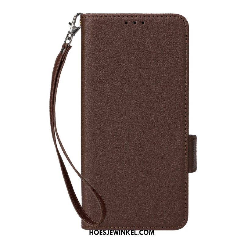 Leren Hoesje Xiaomi Redmi Note 14 Pro 4g Lychee Kunstleren Bandje Bescherming Hoesje