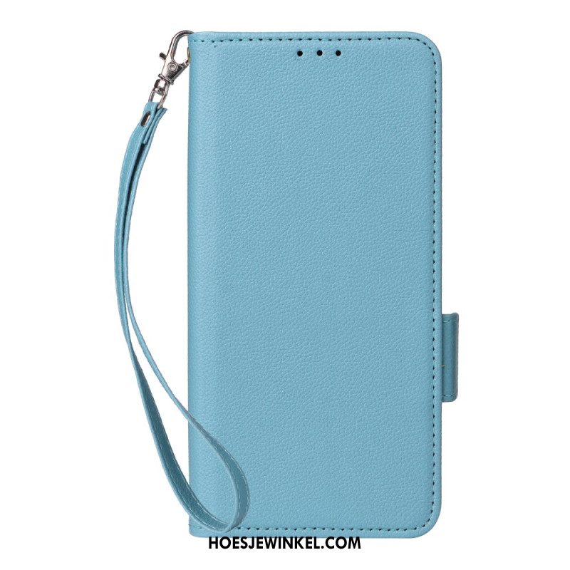 Leren Hoesje Xiaomi Redmi Note 14 Pro 4g Lychee Kunstleren Bandje Bescherming Hoesje