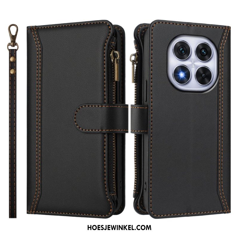 Leren Hoesje Xiaomi Redmi Note 14 Pro 4g Portemonnee Met 9 Kaartsleuven En Koord Bescherming Hoesje