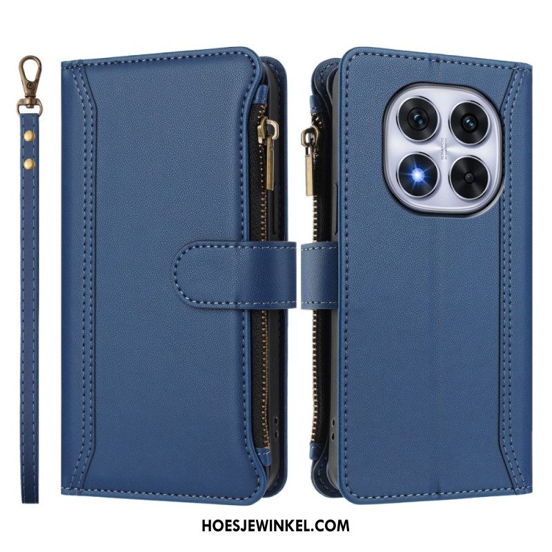 Leren Hoesje Xiaomi Redmi Note 14 Pro 4g Portemonnee Met 9 Kaartsleuven En Koord Bescherming Hoesje