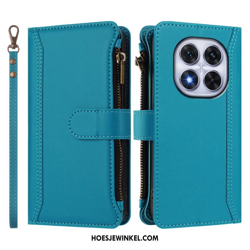 Leren Hoesje Xiaomi Redmi Note 14 Pro 4g Portemonnee Met 9 Kaartsleuven En Koord Bescherming Hoesje