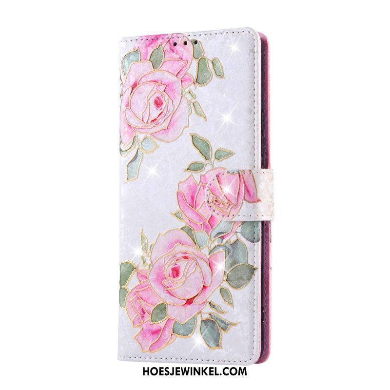 Leren Hoesje Xiaomi Redmi Note 14 Pro 4g Rfid-blokkerend Bloemenpatroon Bescherming Hoesje