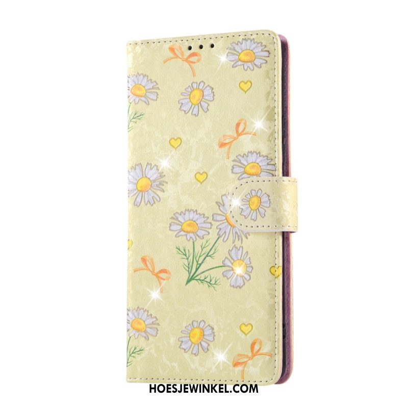 Leren Hoesje Xiaomi Redmi Note 14 Pro 4g Rfid-blokkerend Bloemenpatroon Bescherming Hoesje