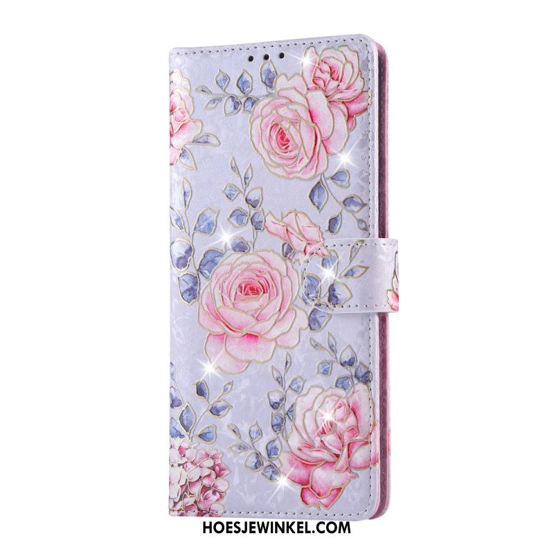 Leren Hoesje Xiaomi Redmi Note 14 Pro 4g Rfid-blokkerend Bloemenpatroon Bescherming Hoesje