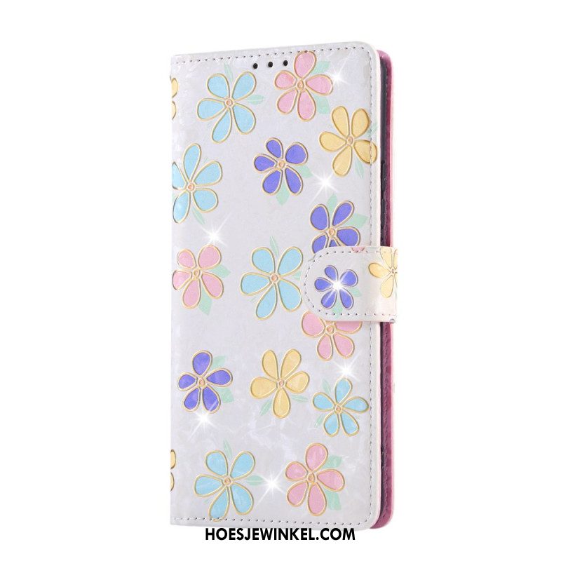 Leren Hoesje Xiaomi Redmi Note 14 Pro 4g Rfid-blokkerend Bloemenpatroon Bescherming Hoesje