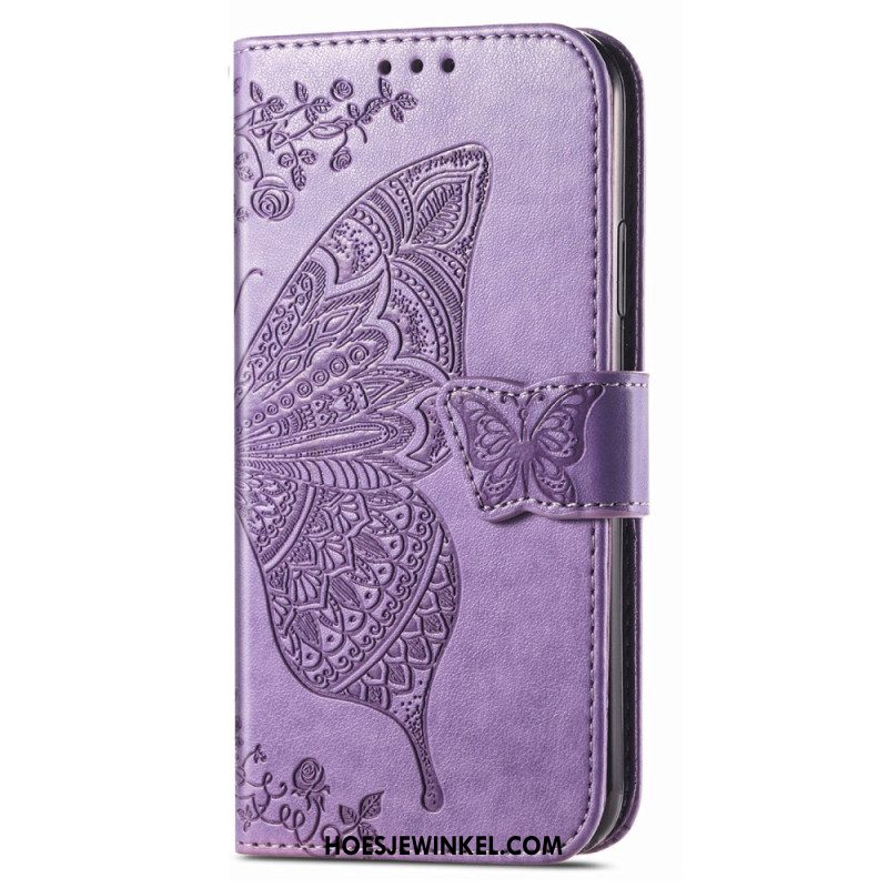 Leren Hoesje Xiaomi Redmi Note 14 Pro 5g Barokke Vlinder Bescherming Hoesje