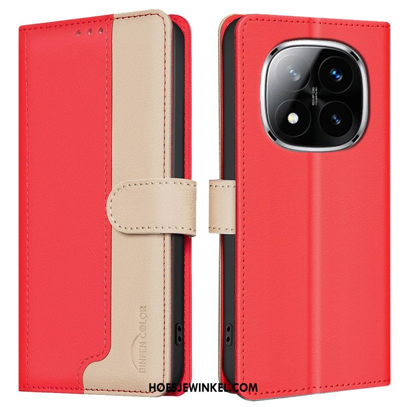Leren Hoesje Xiaomi Redmi Note 14 Pro 5g Binfen Color Tweekleurig Bescherming Hoesje