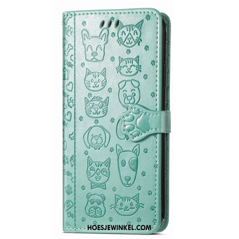 Leren Hoesje Xiaomi Redmi Note 14 Pro 5g Geanimeerd Dieren