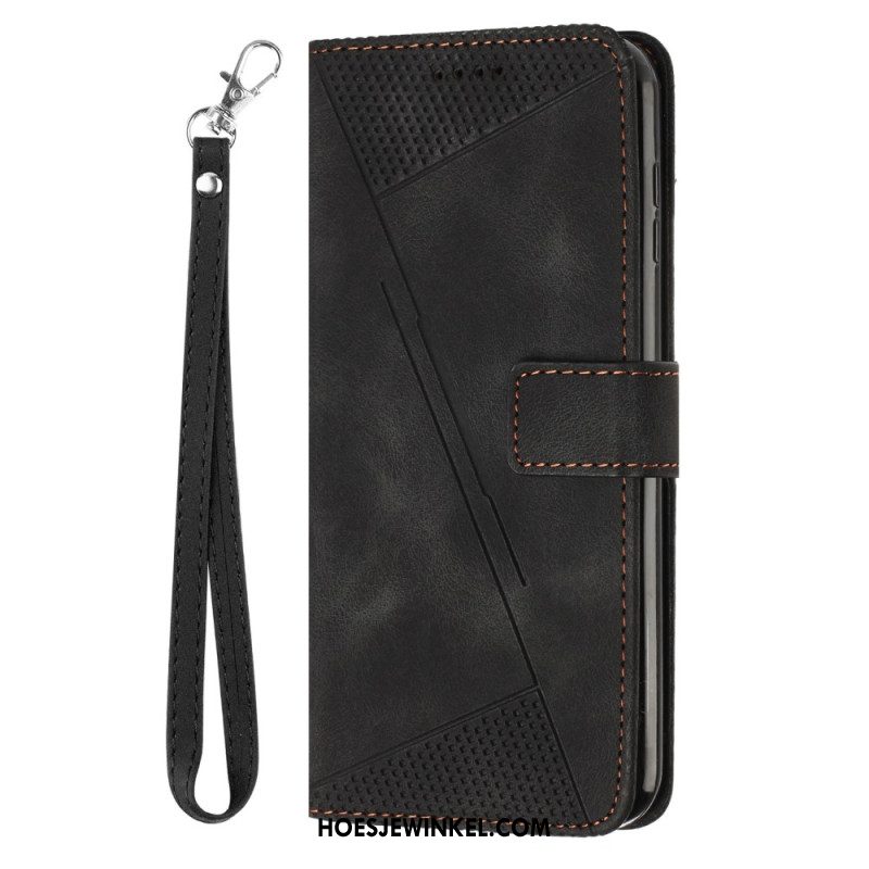 Leren Hoesje Xiaomi Redmi Note 14 Pro 5g Gestreept Suède-effect Bescherming Hoesje