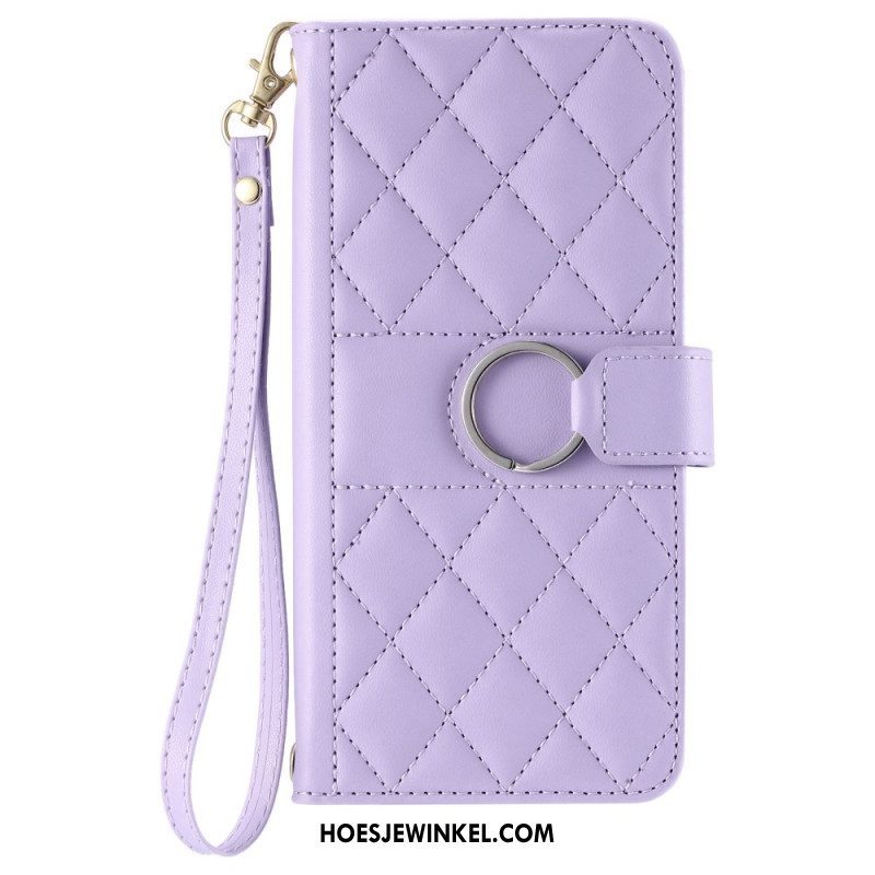 Leren Hoesje Xiaomi Redmi Note 14 Pro 5g Gewatteerd Met Bandje En Schouderband Bescherming Hoesje