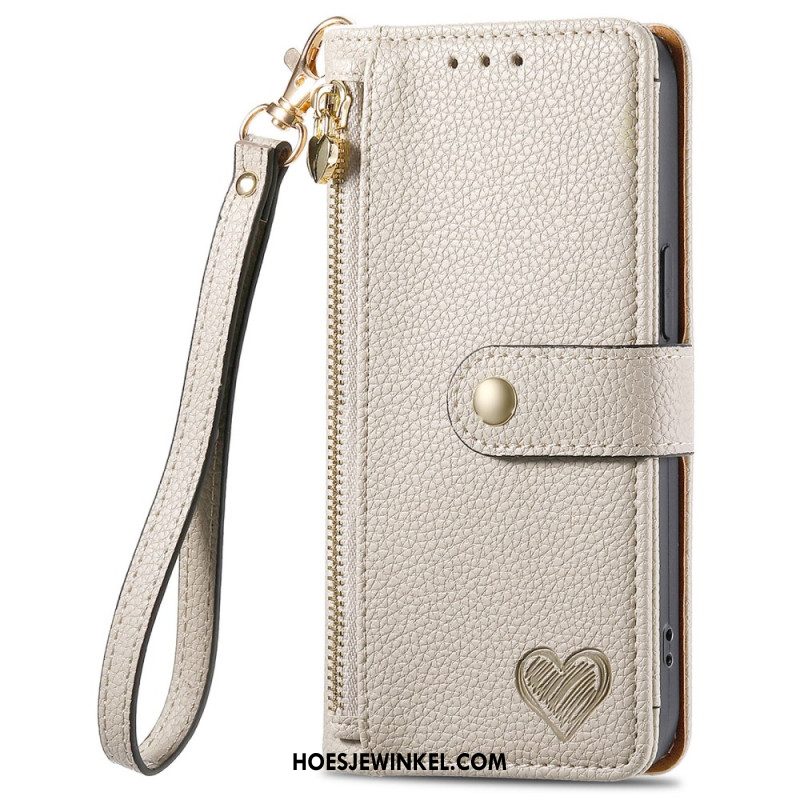 Leren Hoesje Xiaomi Redmi Note 14 Pro 5g Hartpatroon Met Rfid-blokkering