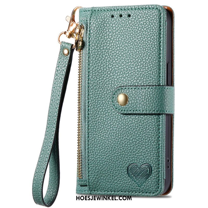 Leren Hoesje Xiaomi Redmi Note 14 Pro 5g Hartpatroon Met Rfid-blokkering