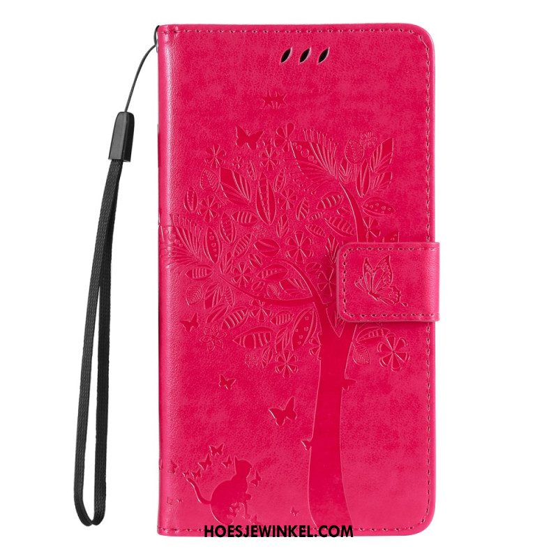 Leren Hoesje Xiaomi Redmi Note 14 Pro Plus 5g Boom En Kat Bescherming Hoesje