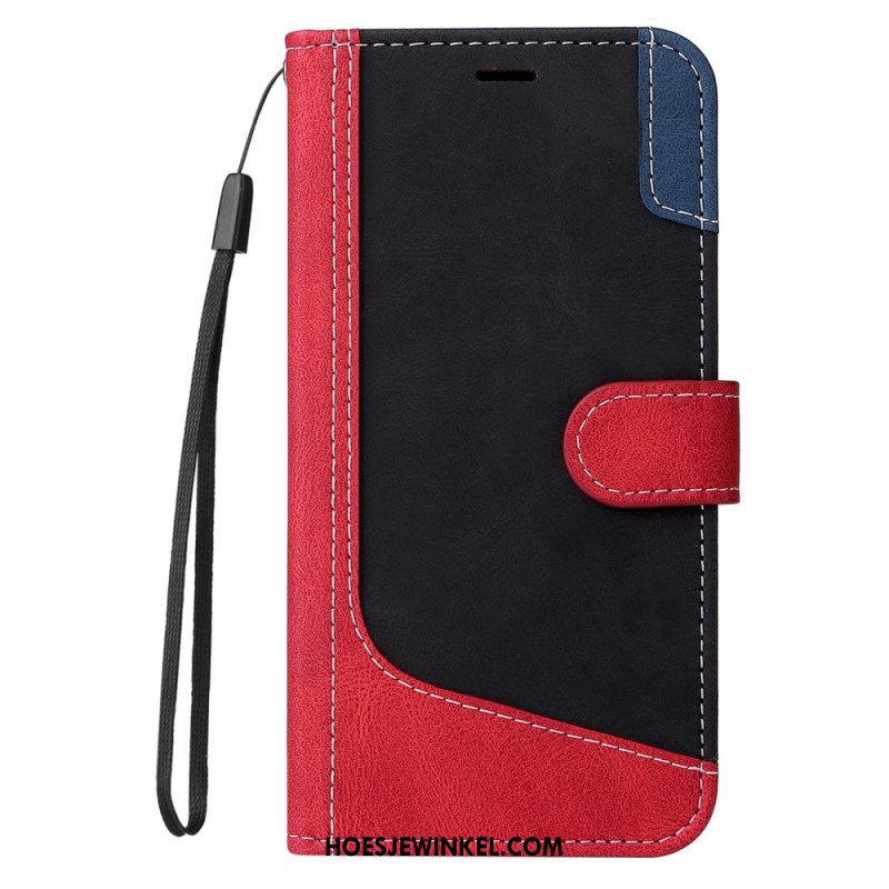 Leren Hoesje Xiaomi Redmi Note 14 Pro Plus 5g Driekleurige Strap-on