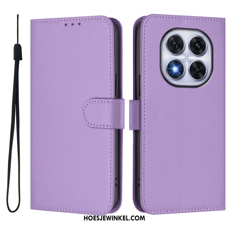 Leren Hoesje Xiaomi Redmi Note 14 Pro Plus 5g Effen Leerstijl Bescherming Hoesje