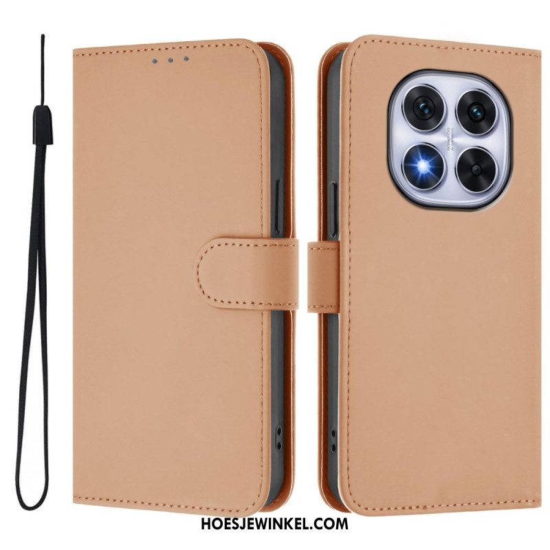 Leren Hoesje Xiaomi Redmi Note 14 Pro Plus 5g Effen Leerstijl Bescherming Hoesje