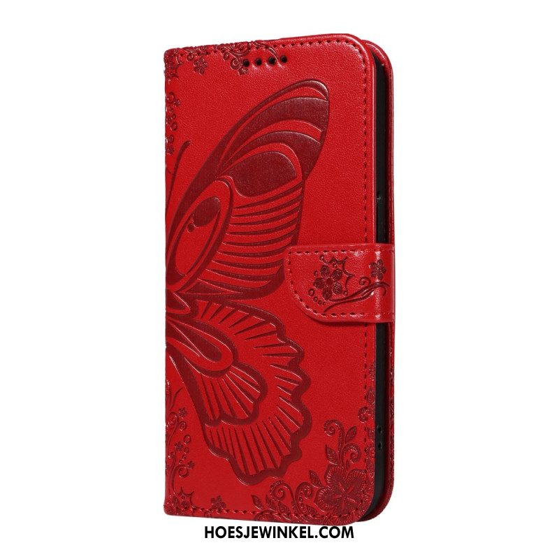 Leren Hoesje Xiaomi Redmi Note 14 Pro Plus 5g Grafische Vlinder Bescherming Hoesje