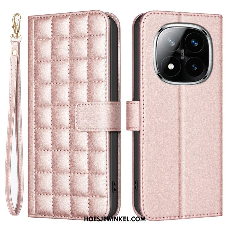 Leren Hoesje Xiaomi Redmi Note 14 Pro Plus 5g Premium Gewatteerde Band Bescherming Hoesje