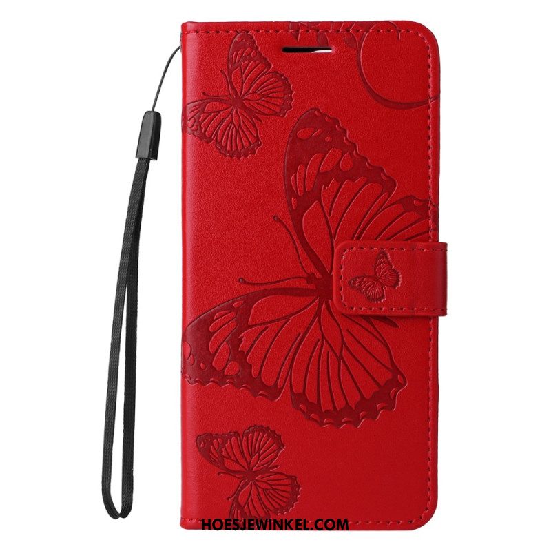 Leren Hoesje Xiaomi Redmi Note 14 Pro Plus 5g Reuzenvlinders Bescherming Hoesje