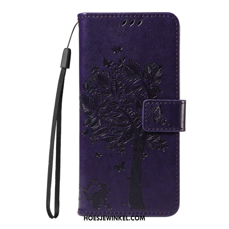 Leren Hoesje Xiaomi Redmi Note 15 5g Kat En Boompatroon Bescherming Hoesje