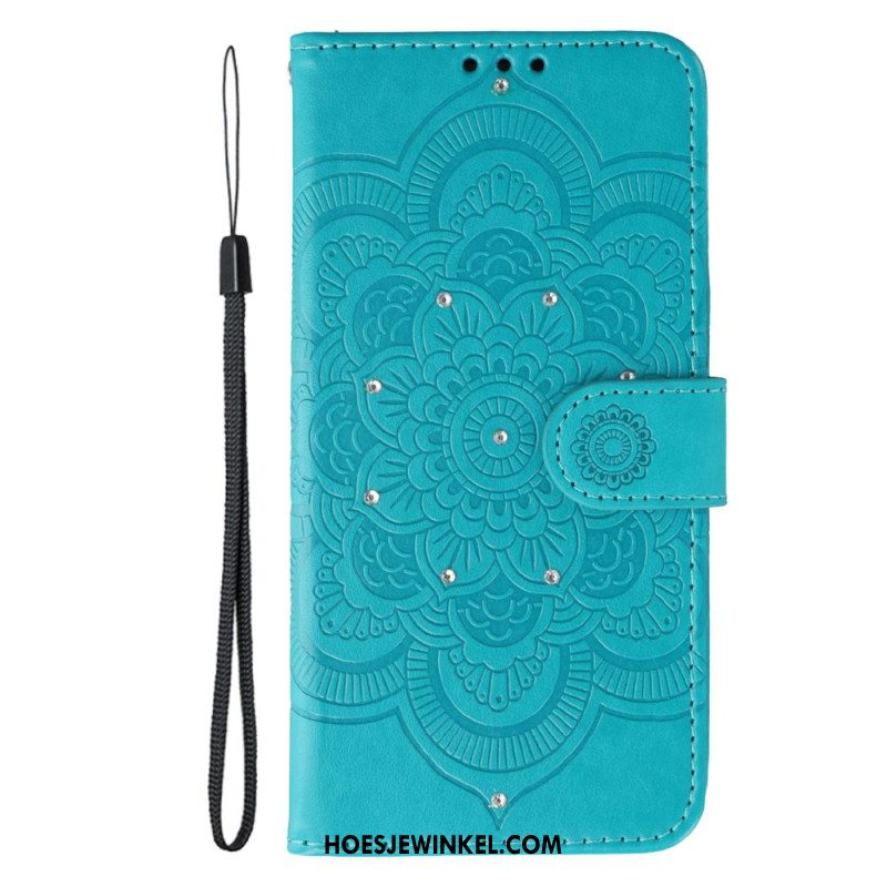 Leren Hoesje Xiaomi Redmi Note 15 5g Mandala En Strass-steentjes Bescherming Hoesje