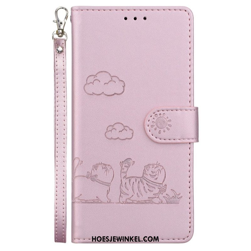 Leren Hoesje Xiaomi Redmi Note 15 5g Rfid-blokkerend En Kittenpatroon