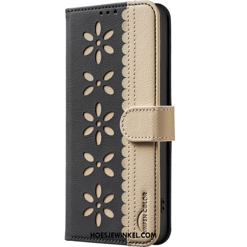 Leren Hoesje Xiaomi Redmi Note 15 Pro 5g Bloemenpatroon Binfen Kleur Bescherming Hoesje