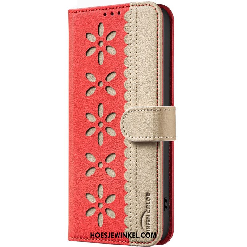 Leren Hoesje Xiaomi Redmi Note 15 Pro 5g Bloemenpatroon Binfen Kleur Bescherming Hoesje