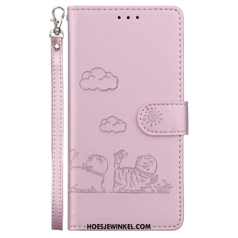 Leren Hoesje Xiaomi Redmi Note 15 Pro 5g Kattenscène Bescherming Hoesje