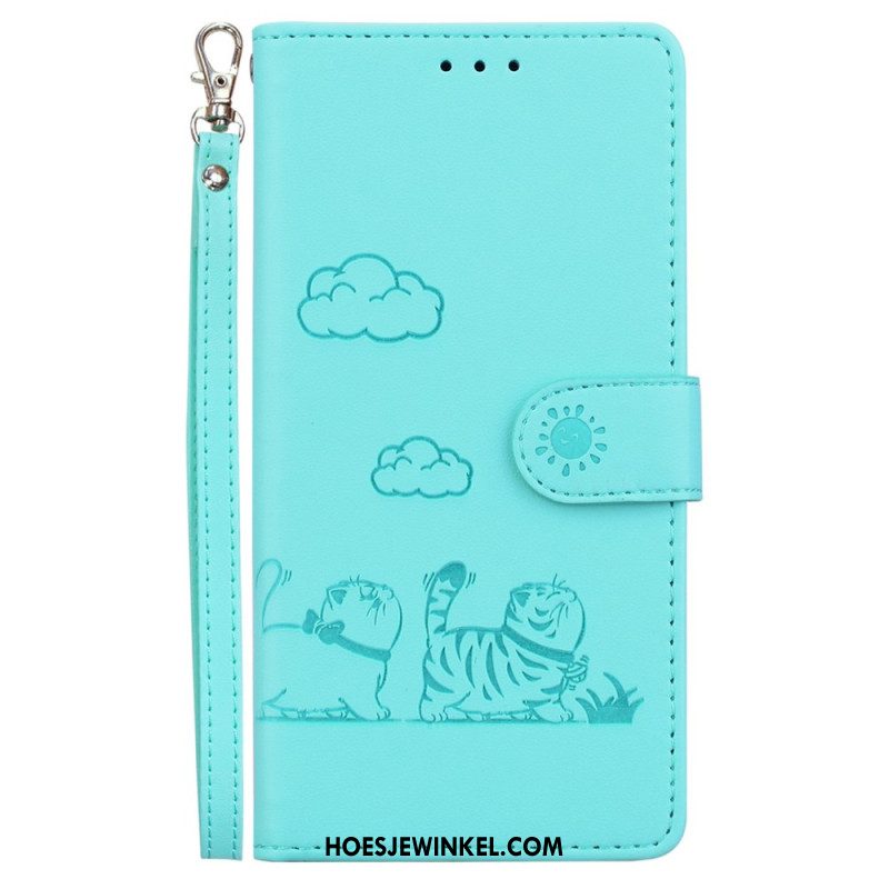 Leren Hoesje Xiaomi Redmi Note 15 Pro 5g Kattenscène Bescherming Hoesje