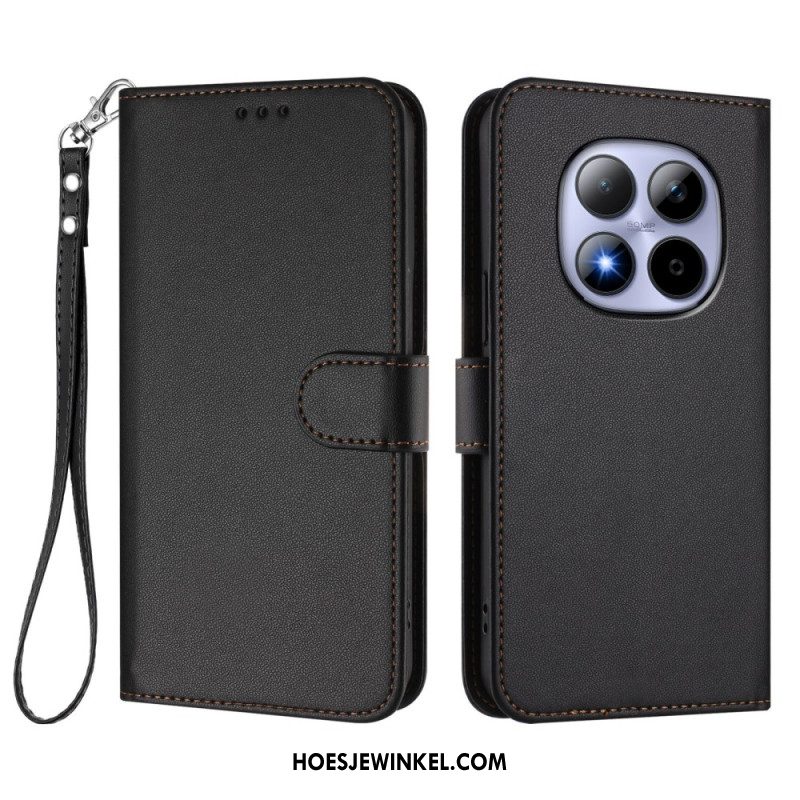 Leren Hoesje Xiaomi Redmi Note 15 Pro 5g Klassiek Met Riempje Bescherming Hoesje