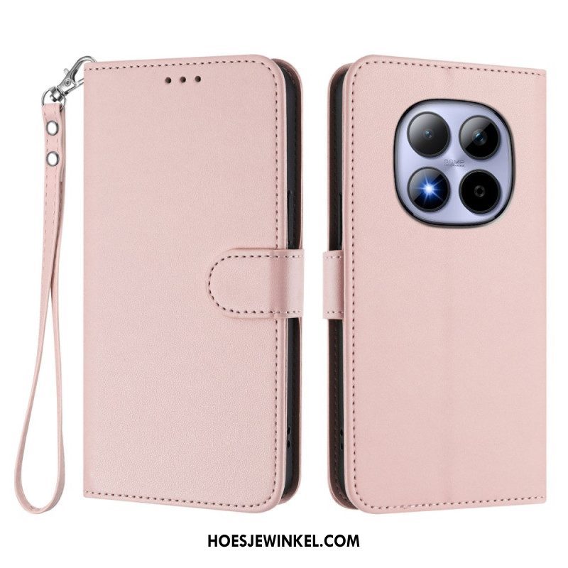 Leren Hoesje Xiaomi Redmi Note 15 Pro 5g Klassiek Met Riempje Bescherming Hoesje