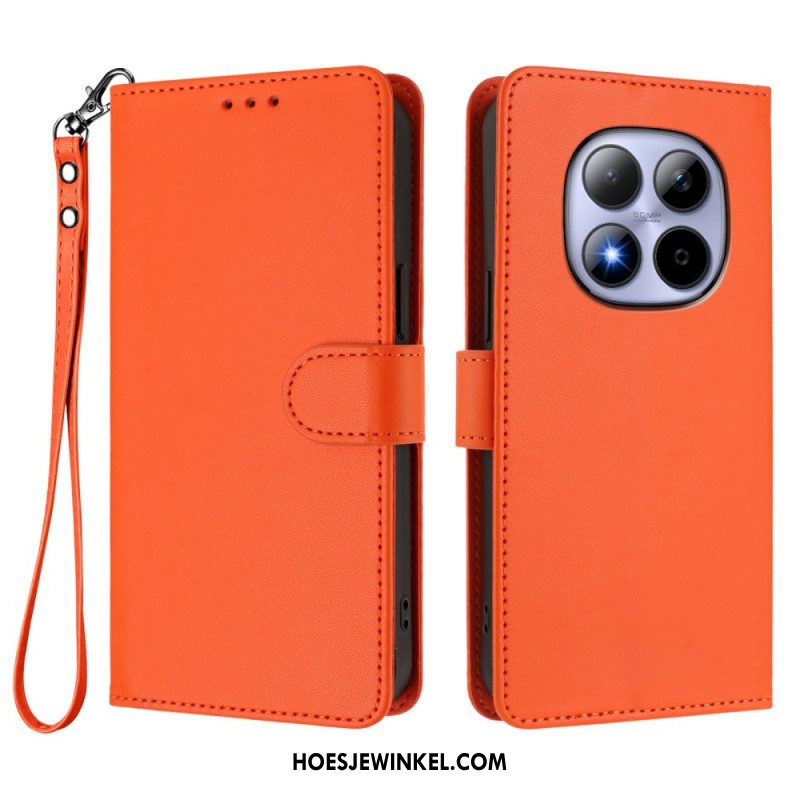 Leren Hoesje Xiaomi Redmi Note 15 Pro 5g Klassiek Met Riempje Bescherming Hoesje