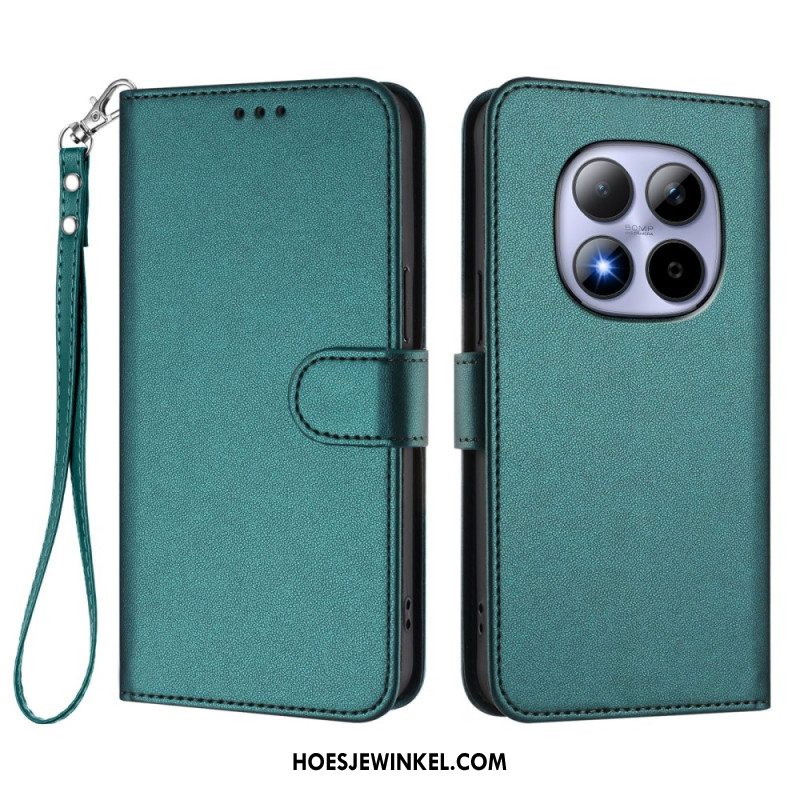 Leren Hoesje Xiaomi Redmi Note 15 Pro 5g Klassiek Met Riempje Bescherming Hoesje