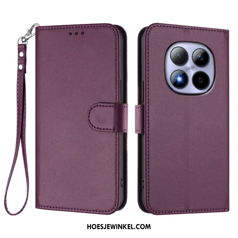 Leren Hoesje Xiaomi Redmi Note 15 Pro 5g Klassiek Met Riempje Bescherming Hoesje