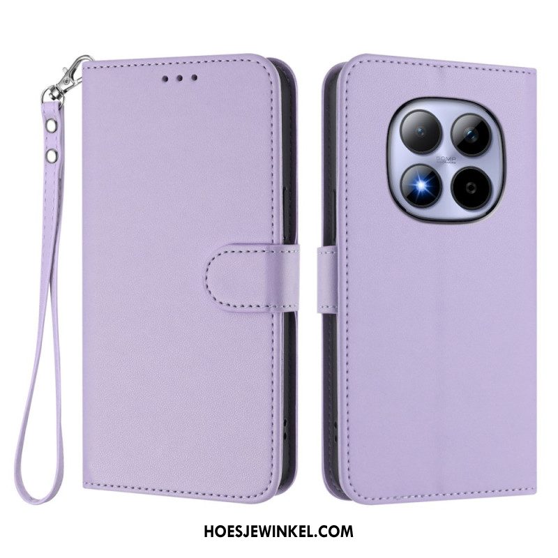 Leren Hoesje Xiaomi Redmi Note 15 Pro 5g Klassiek Met Riempje Bescherming Hoesje