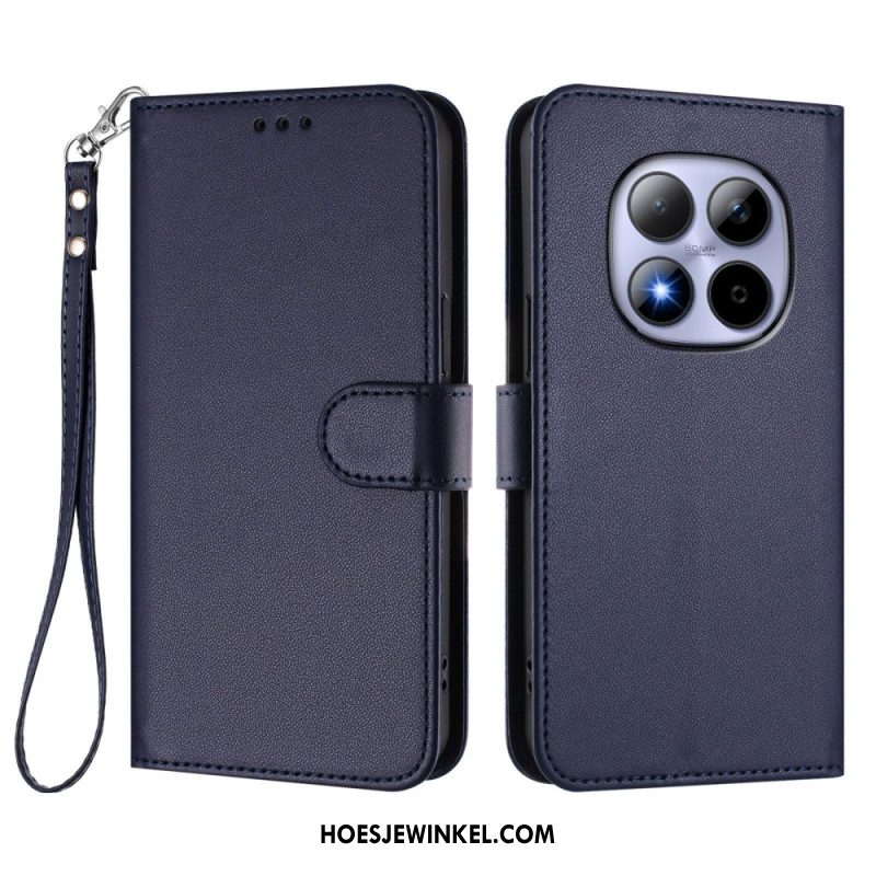 Leren Hoesje Xiaomi Redmi Note 15 Pro 5g Klassiek Met Riempje Bescherming Hoesje