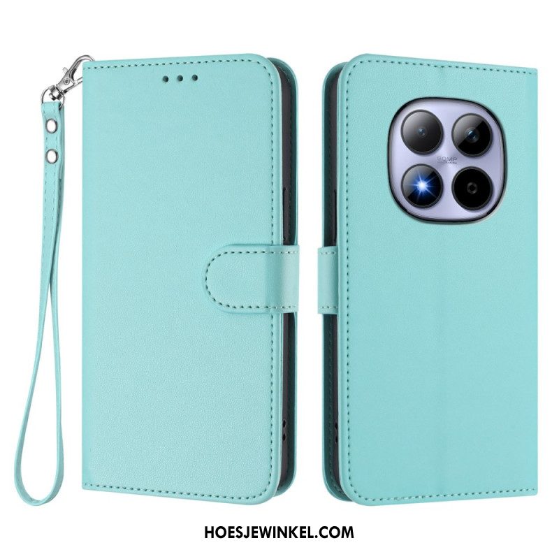 Leren Hoesje Xiaomi Redmi Note 15 Pro 5g Klassiek Met Riempje Bescherming Hoesje