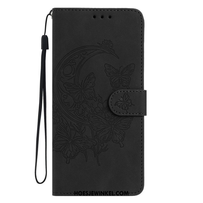 Leren Hoesje Xiaomi Redmi Note 15 Pro 5g Vlinder- En Bloemenpatroon Bescherming Hoesje