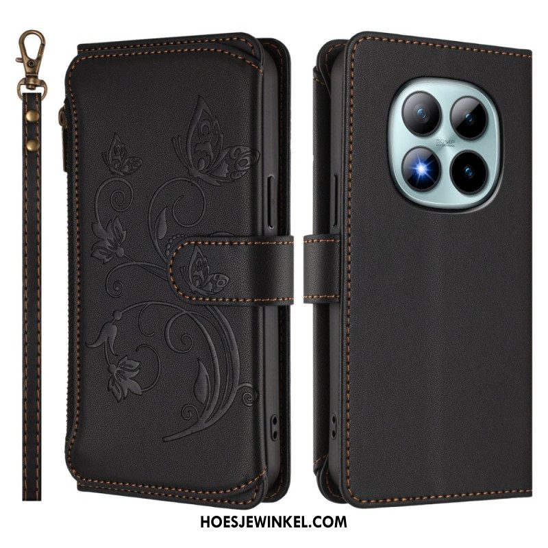 Leren Hoesje Xiaomi Redmi Note 15 Pro Plus 5g Portemonnee Met Bloemenprint Bescherming Hoesje