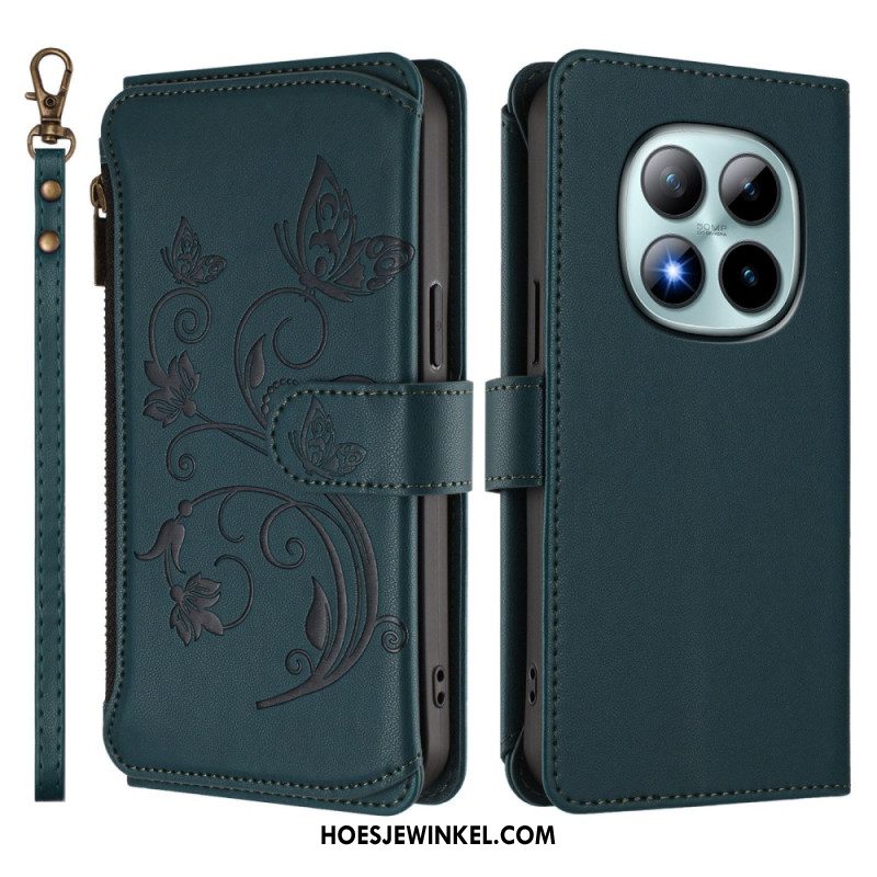 Leren Hoesje Xiaomi Redmi Note 15 Pro Plus 5g Portemonnee Met Bloemenprint Bescherming Hoesje