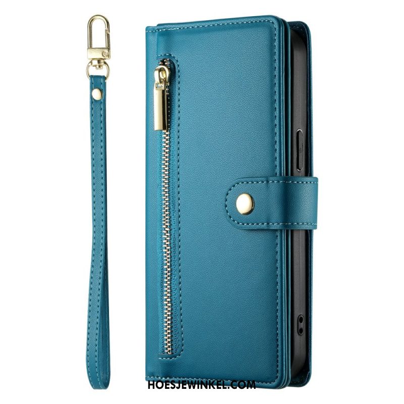 Leren Hoesje Xiaomi Redmi Note 15 Pro Plus 5g Zakje Met Rits En Bandjes Bescherming Hoesje