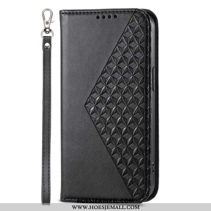 Leren Hoesje iPhone 16 Pro Max Ruitpatroon Met Band Bescherming Hoesje