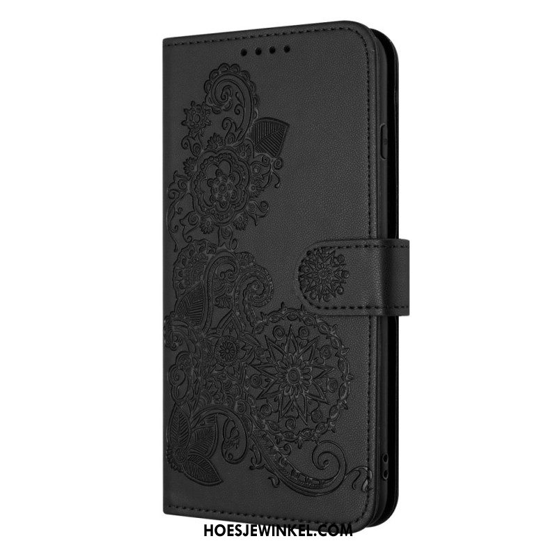 Leren Hoesje iPhone 17 Bloemenkant Bescherming Hoesje