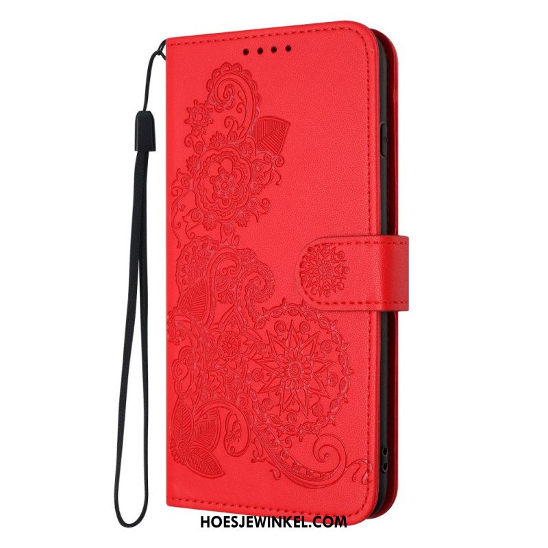 Leren Hoesje iPhone 17 Bloemenkant Bescherming Hoesje