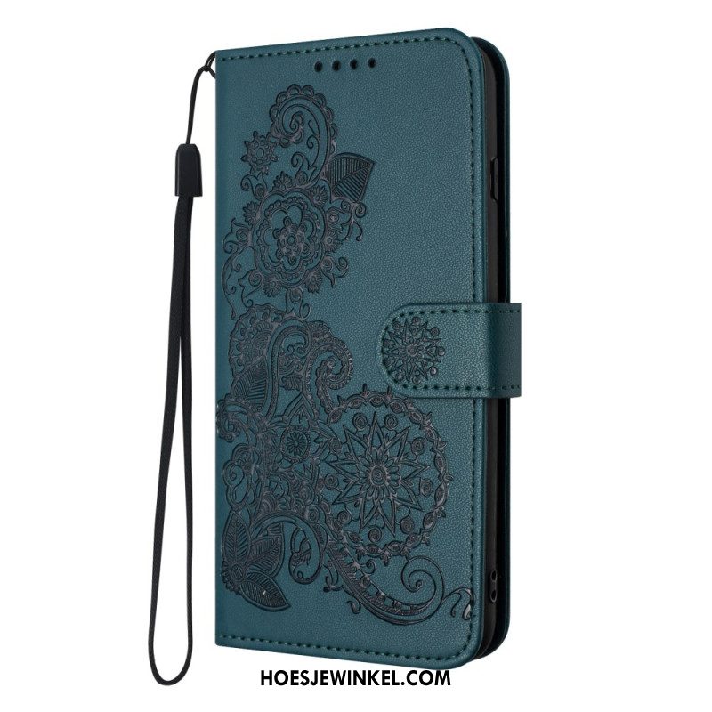 Leren Hoesje iPhone 17 Bloemenkant Bescherming Hoesje