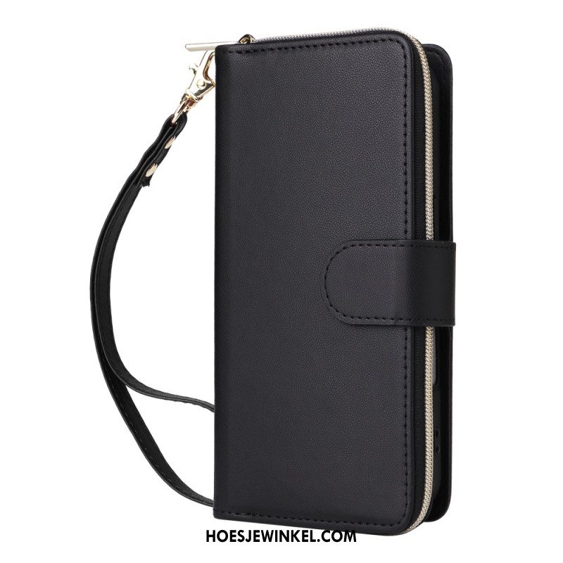 Leren Hoesje iPhone 17 Portemonnee Met 9 Kaartsleuven En Koord Bescherming Hoesje