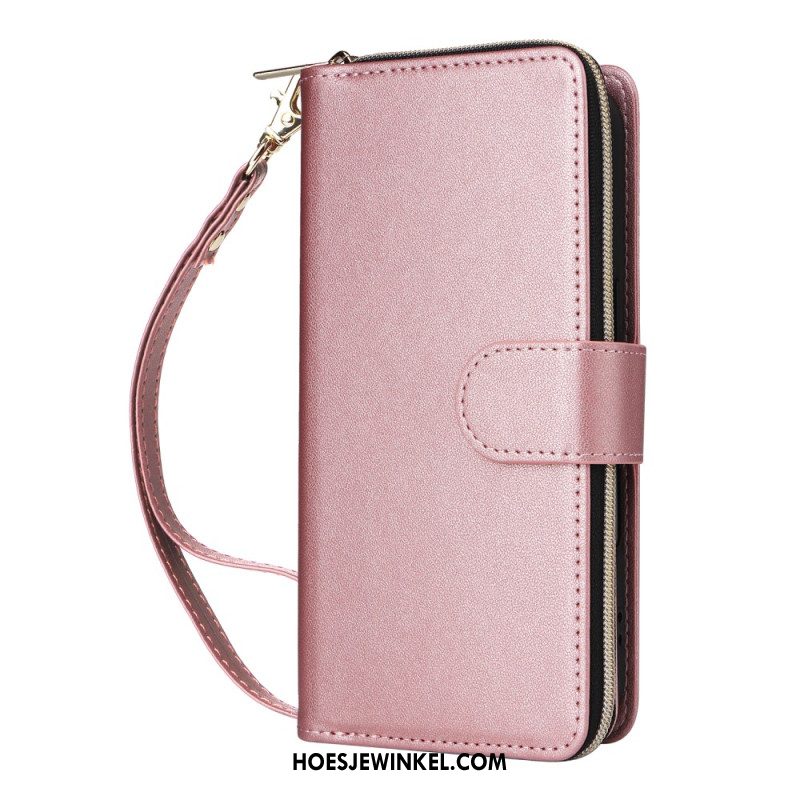 Leren Hoesje iPhone 17 Portemonnee Met 9 Kaartsleuven En Koord Bescherming Hoesje